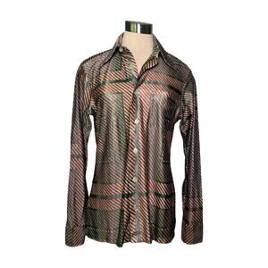 Enro Medium Vintage 70’s Barrymore Collar Green Disco shirt